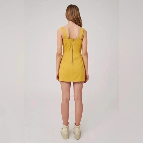The Fifth Label - Mustard Yellow Overall Cargo Denim Mini Dress - Picture 3 of 8